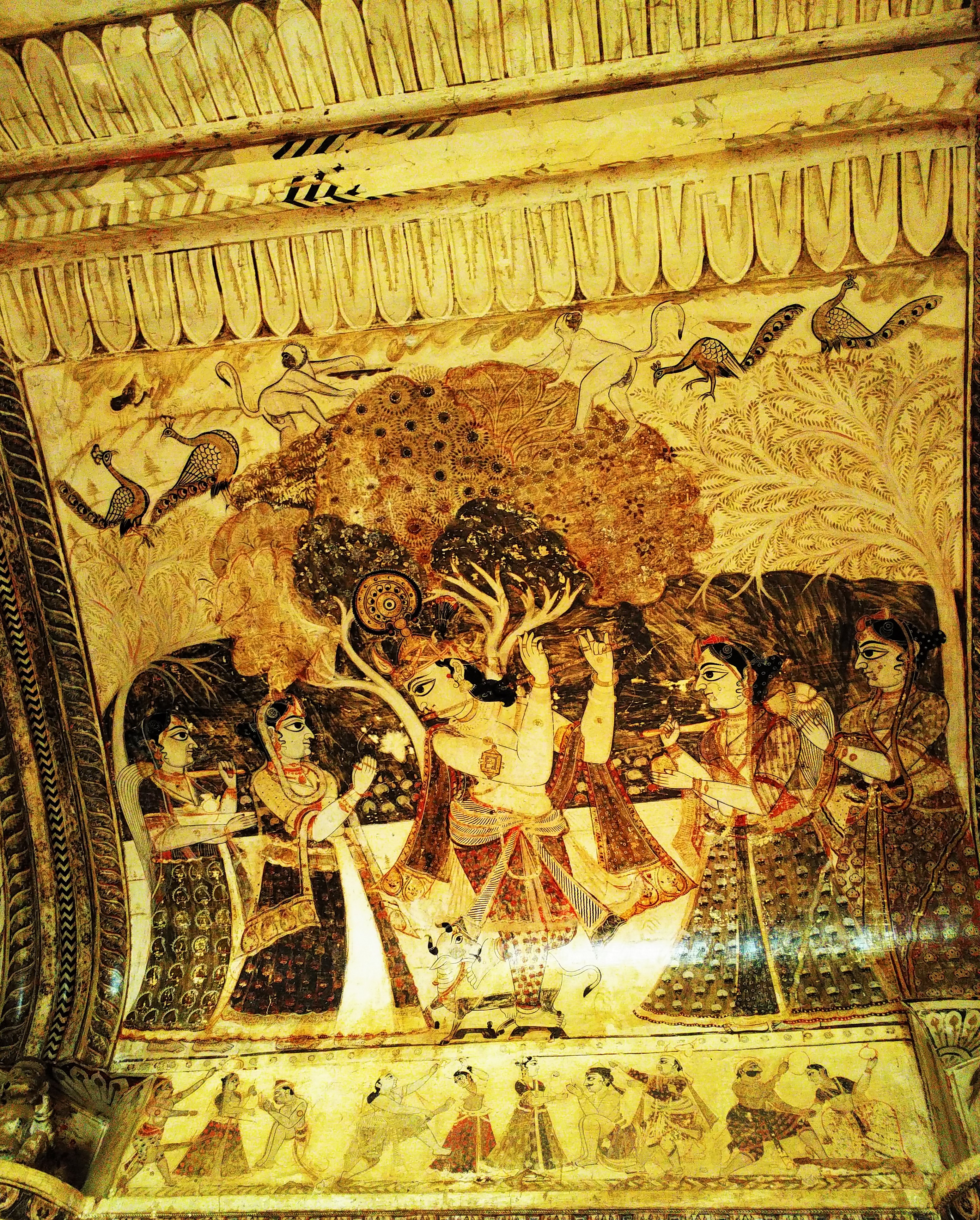 lord krishna, gopi, laxmi narayan mandir, orchha, madhya pradesh