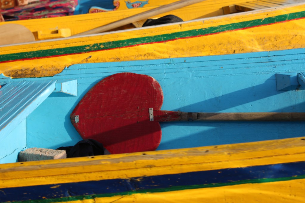 A heart-shaped oar on a boat on the Dal Lake in Srinagar, Kashmir